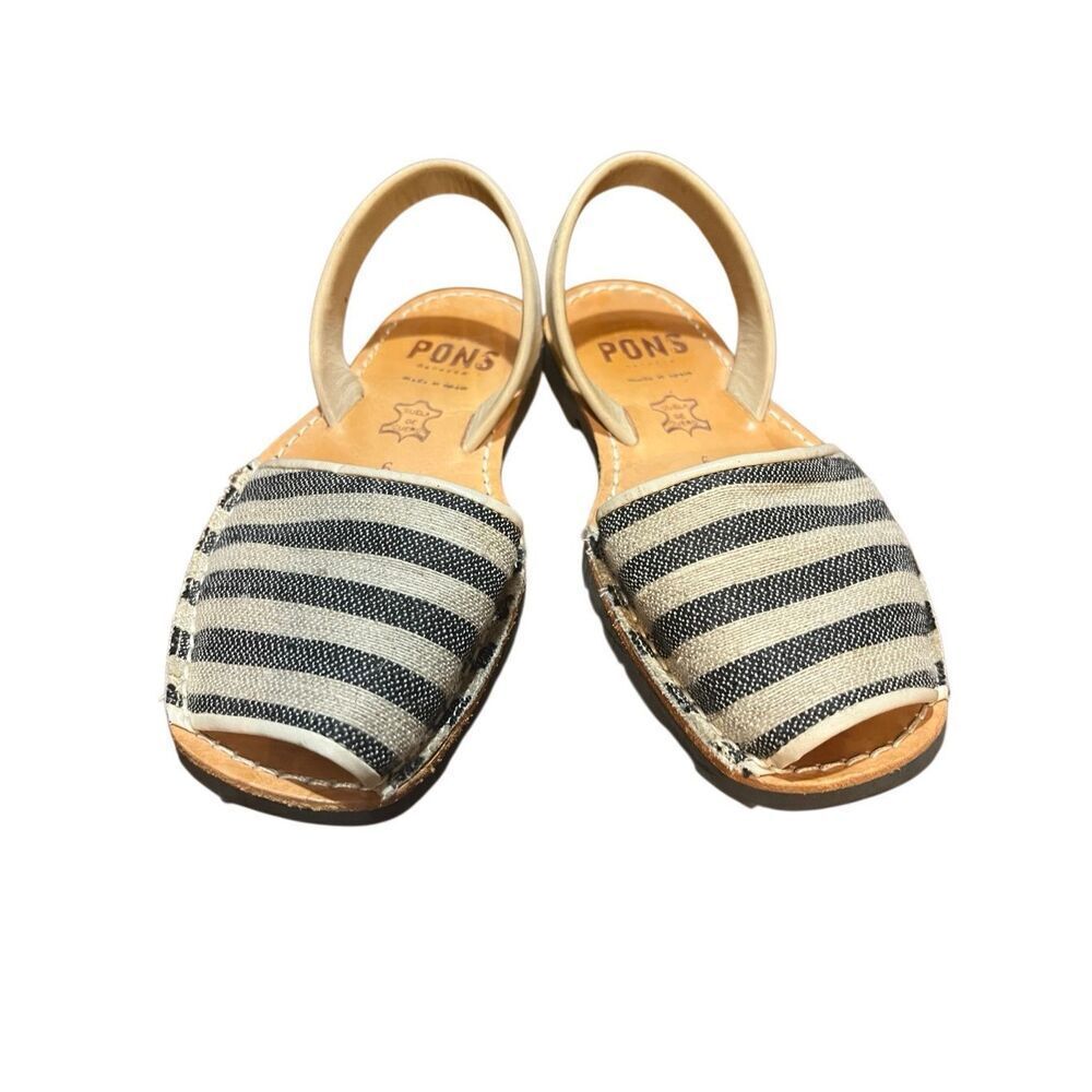 PONS Authentica Avarca Handmade in Spain Menorca-tan & navy stripe size 6